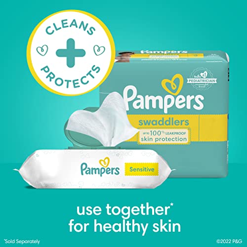 Pampers Sensitive Baby Wipes, Water Based, Hypoallergenic and Unscented, 8 Flip-Top Packs, 4 Refill Packs (1008 Wipes Total) (Packaging May Vary)
