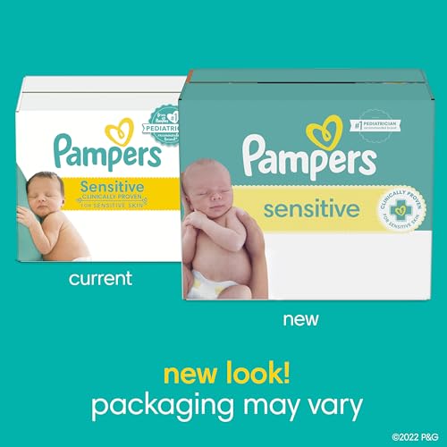 Pampers Sensitive Baby Wipes, Water Based, Hypoallergenic and Unscented, 8 Flip-Top Packs, 4 Refill Packs (1008 Wipes Total) (Packaging May Vary)