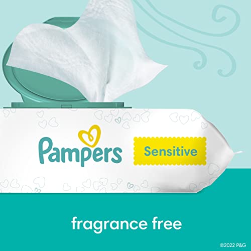 Pampers Sensitive Baby Wipes, Water Based, Hypoallergenic and Unscented, 8 Flip-Top Packs, 4 Refill Packs (1008 Wipes Total) (Packaging May Vary)