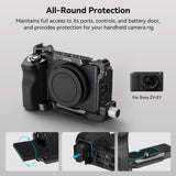 SmallRig ZV-E1 Cage Kit with Silicone Grip and Cable Clamp for HDMI, Full Camera Cage Kit for Sony ZV-E1, Built-in Quick Release Plate for Arca-Type, Cold Shoe Mounts - 4257
