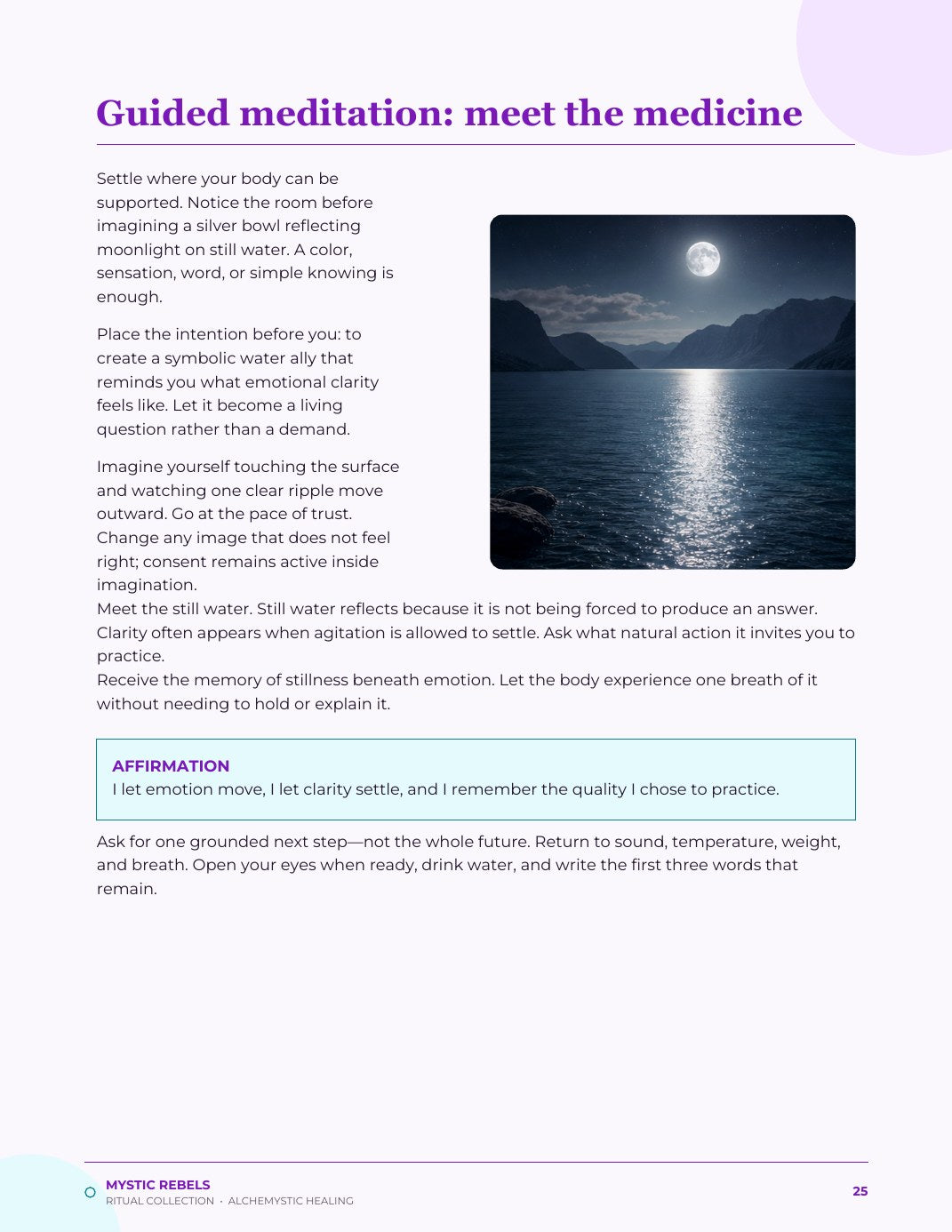 The guided meditation inside Moon Water of Remembering