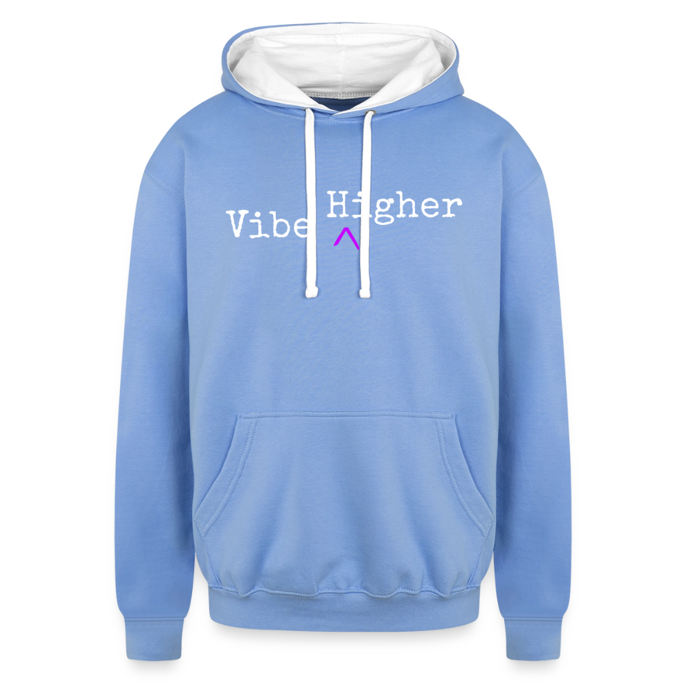 VIBE HIGHER UPLIFT | Contrast Hoodie - sky blue/white