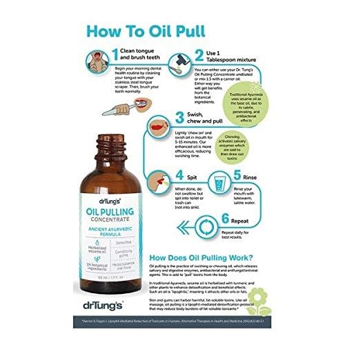 DrTung's Oil Pulling Concentrate - Oral Care, Oil Pulling for Teeth, Pulling Oil for Mouth Gum Health, Oil Pulling for Teeth and Gums, Teeth Pulling Oil, Oil Pulling Mouthwash, Teeth Care - 1.7 Fl Oz