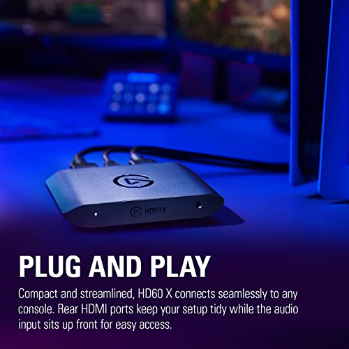 Elgato HD60 X - Stream and record in 1080p60 HDR10 or 4K30 with ultra-low latency on PS5, PS4/Pro, Xbox Series X/S, Xbox One X/S, in OBS and more, works with PC and Mac