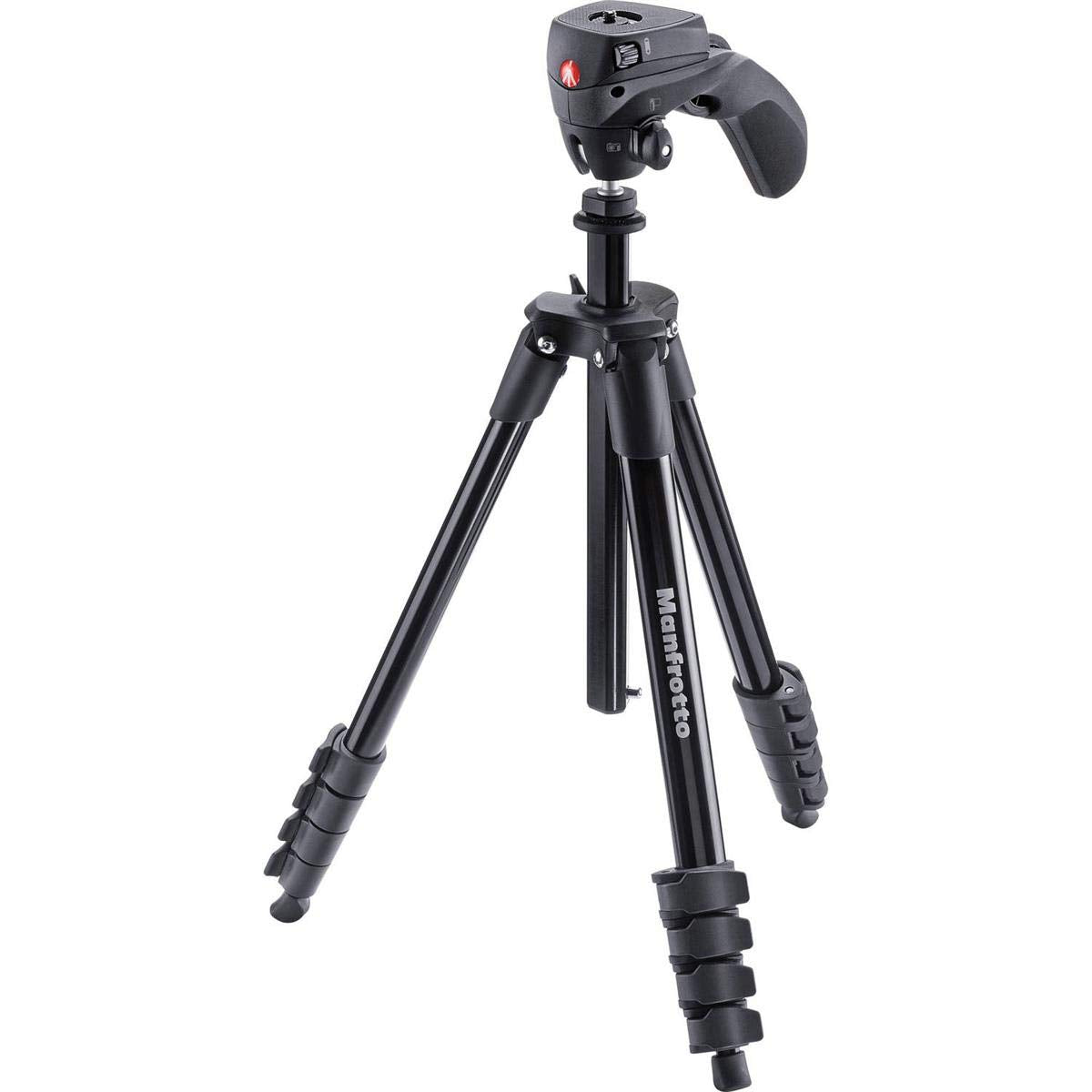 Manfrotto Compact Action Aluminum 5-Section Tripod Kit with Hybrid Head, Black (MKCOMPACTACN-BK)