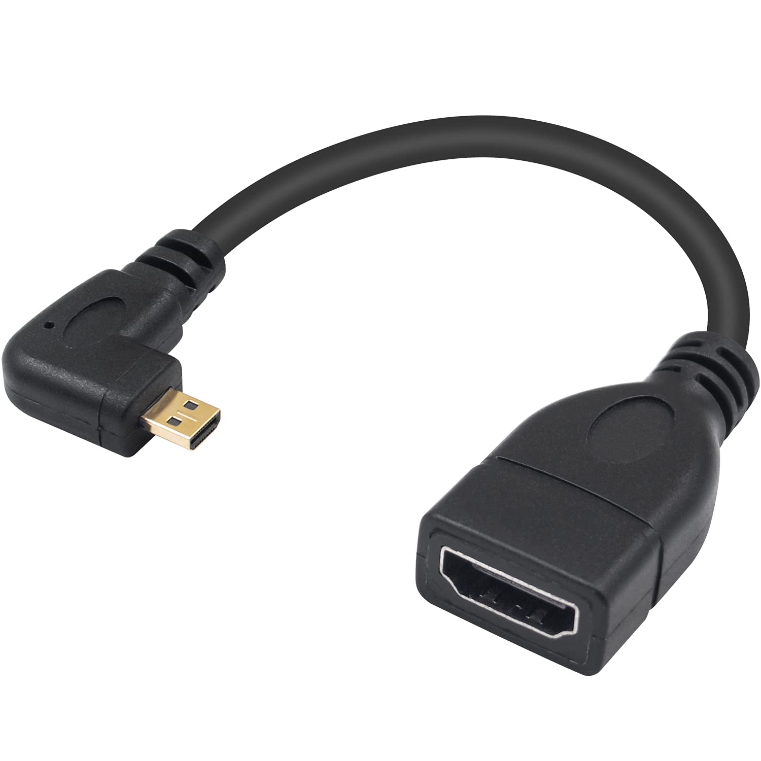 Poyiccot Micro HDMI to HDMI Cable, Micro HDMI Male to HDMI Female Adapter, 90 Degree Micro HDMI to HDMI Cable Short for Raspberry Pi 4 & Camera Support 1080P, 6inch, Left Angle