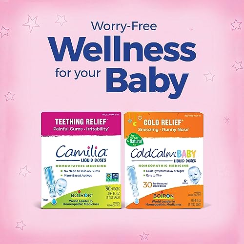 Boiron Camilia Teething Drops for Daytime and Nighttime Relief of Painful or Swollen Gums and Irritability in Babies - 60 Count