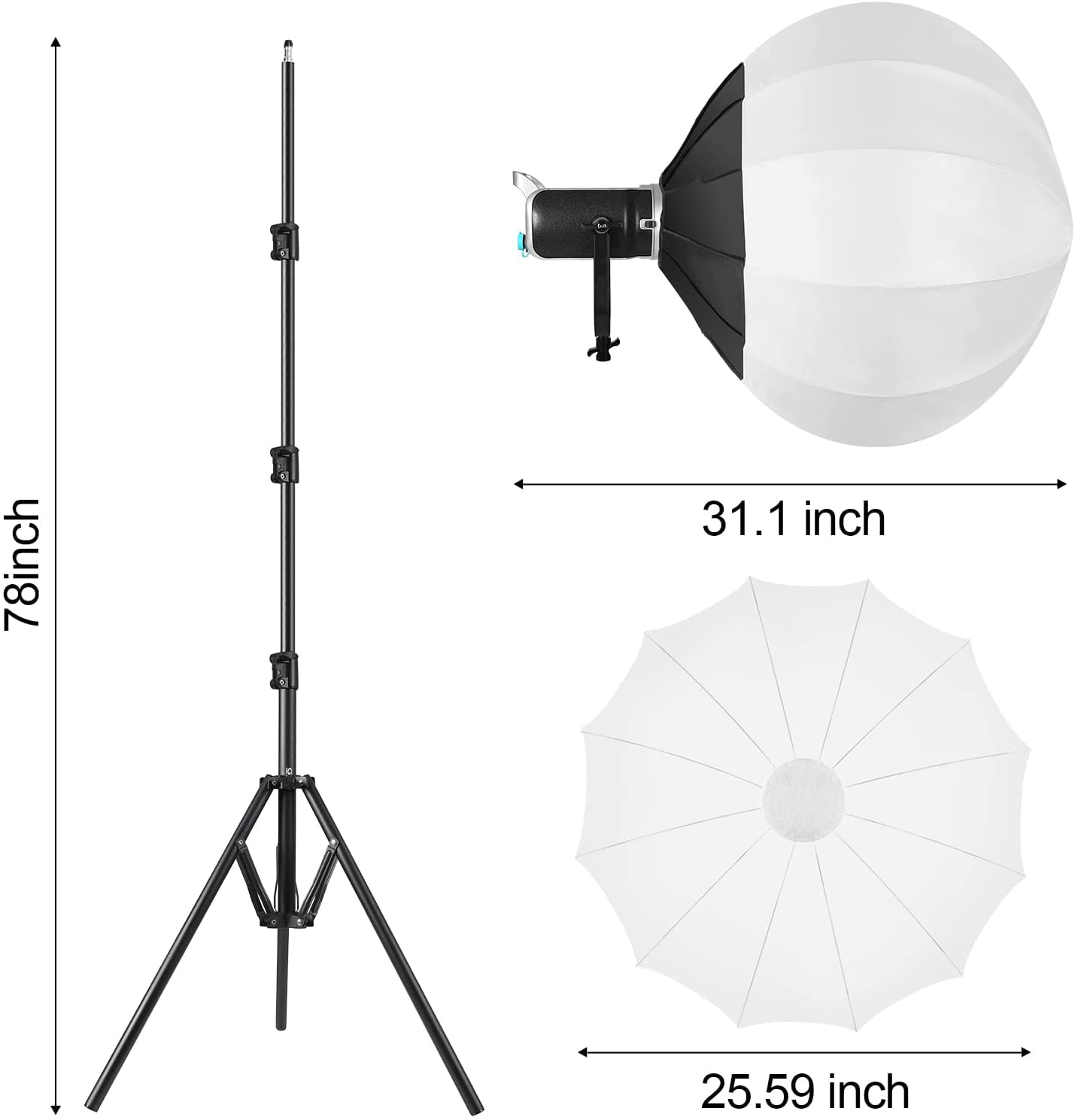 GVM 200W LED Video Light with Lantern Softbox, SD200D Photography Studio Lighting Kit with Bluetooth/DMX Control, 93000lux@0.5m 3200K-5600K Bi-Color Continuous Output Lighting for YouTube