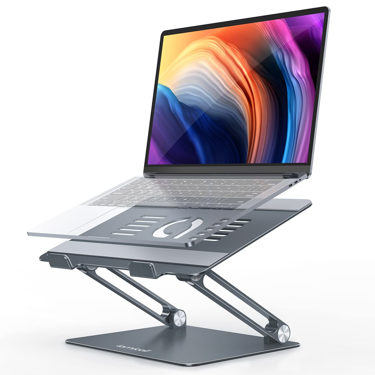 Lamicall Adjustable Laptop Stand, Portable Laptop Riser, Aluminum Laptop Stand for Desk Foldable, Ergonomic Computer Notebook Stand Holder for MacBook Air Pro, Dell XPS, HP (10-17.3'') - Grey