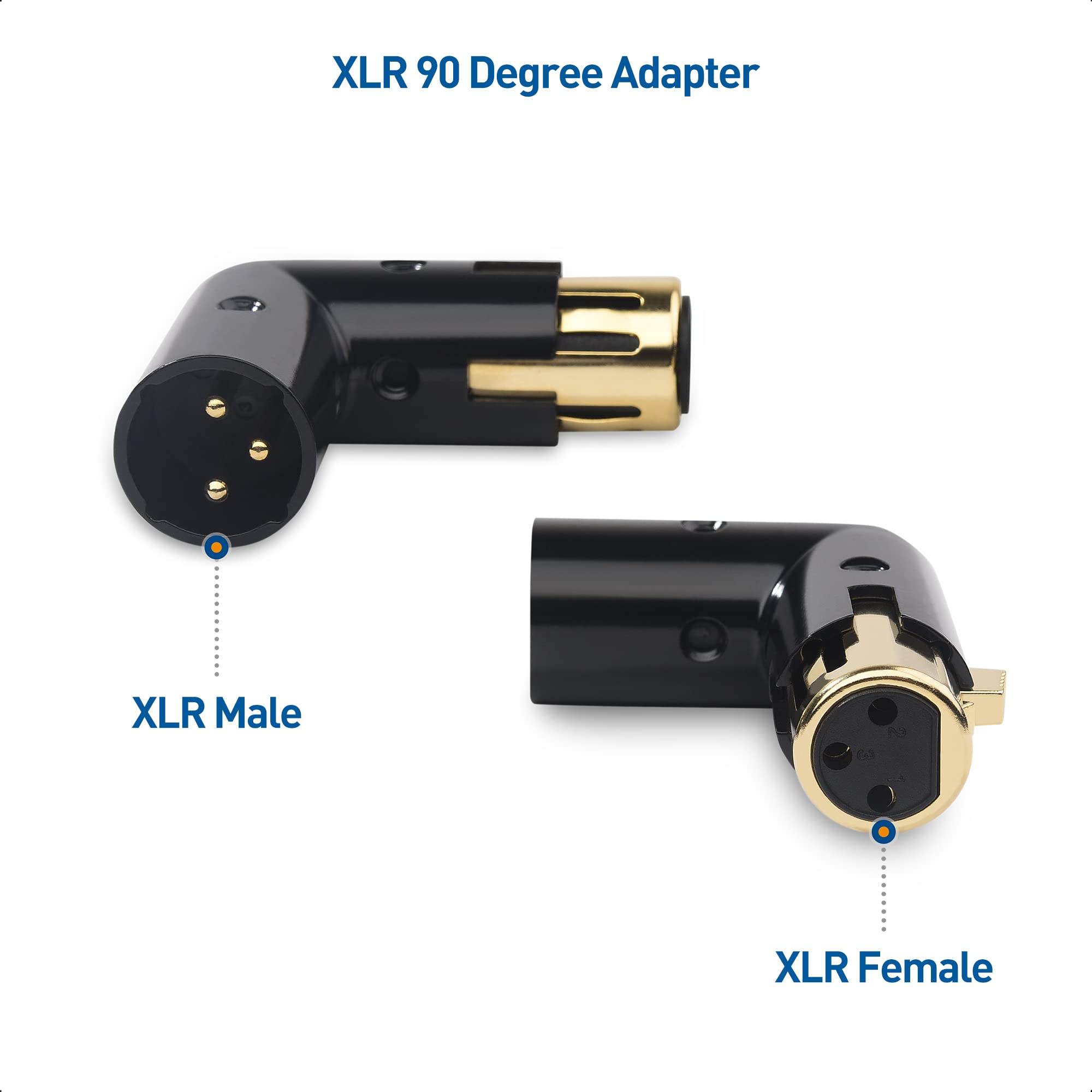 Cable Matters 2-Pack Adjustable Male to Female Right Angle XLR Adapter in Black (XLR 90 Degree Adapter)