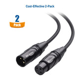 Cable Matters 2-Pack Premium XLR to XLR Cables, XLR Microphone Cable 15 Feet, Oxygen-Free Copper (OFC) XLR Male to Female Cord, Mic Cord, XLR Speaker Cable, Black