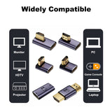 AreMe 8K HDMI 2.1 Adapter (6 Pack), Up&Down, Left&Right 90 Degree and 270 Degree Male to Female HDMI Extender, Female to Female and Male to Male HDMI Coupler Extension Connector Aluminum Alloy