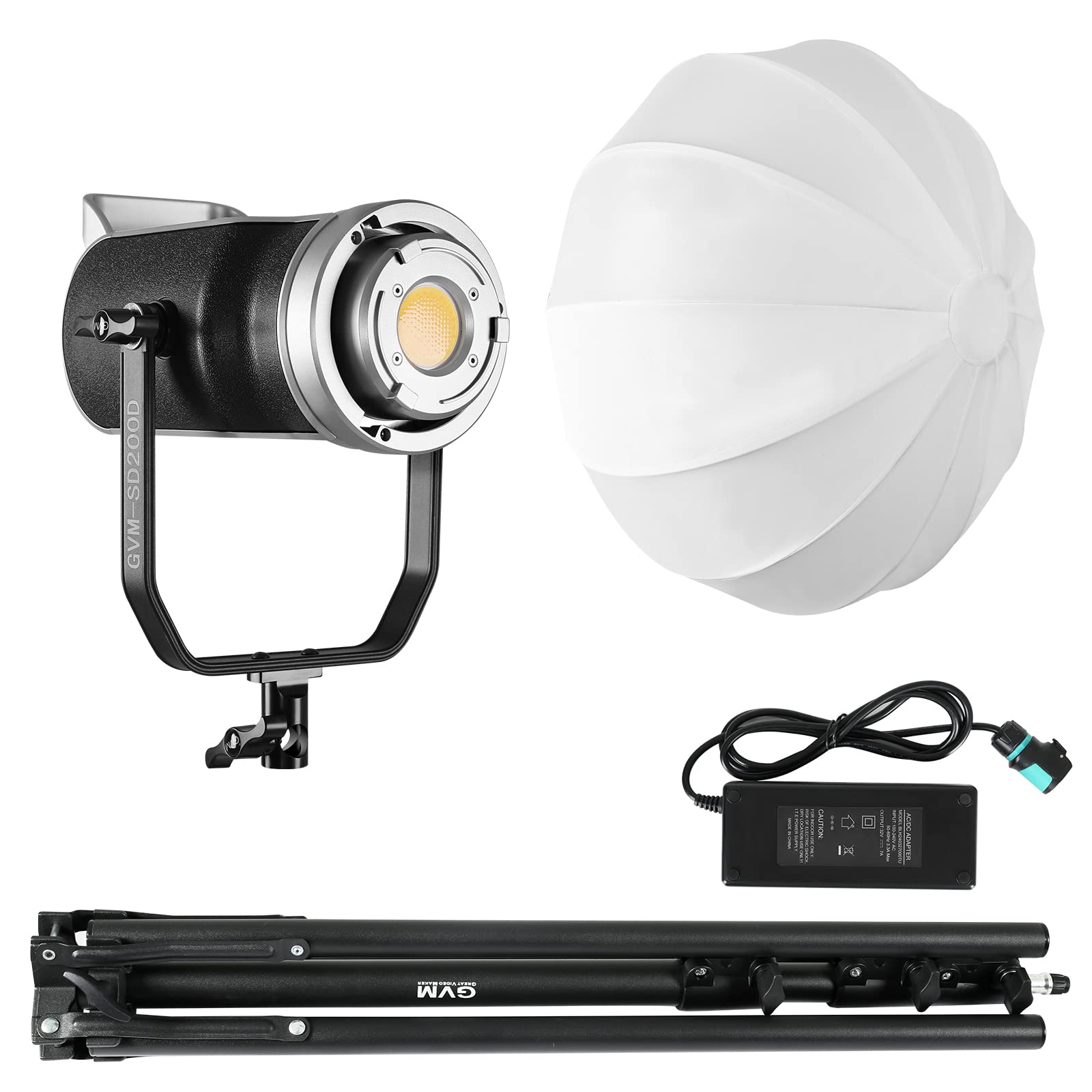 GVM 200W LED Video Light with Lantern Softbox, SD200D Photography Studio Lighting Kit with Bluetooth/DMX Control, 93000lux@0.5m 3200K-5600K Bi-Color Continuous Output Lighting for YouTube