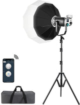 GVM 200W LED Video Light with Lantern Softbox, SD200D Photography Studio Lighting Kit with Bluetooth/DMX Control, 93000lux@0.5m 3200K-5600K Bi-Color Continuous Output Lighting for YouTube