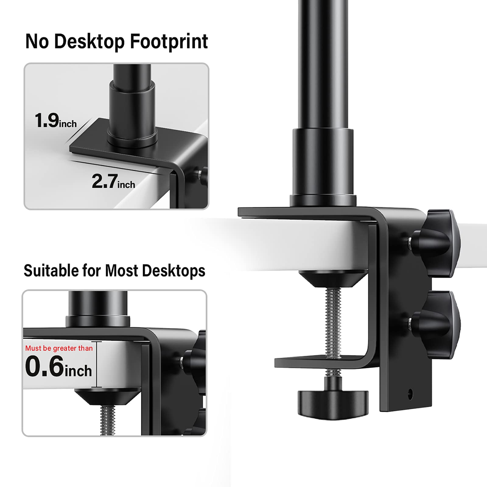 Dazzne 2-Pack Camera Desk Mount Stand with 1/4" Ball Head and Cold Shoe Mount Adapter,12.9-22" Tabletop Mounts Stand, Adjustable Aluminum Desktop Light Stand, for DSLR Camera, Ring Light, Video Light