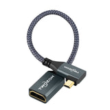 Twozoh Left Angled Micro HDMI to HDMI Adapter Cable, Nylon Braided 90°Degree Micro HDMI Male to HDMI Female Cable (Type D to Type A) Support 4K/60Hz 1080p (0.6FT)