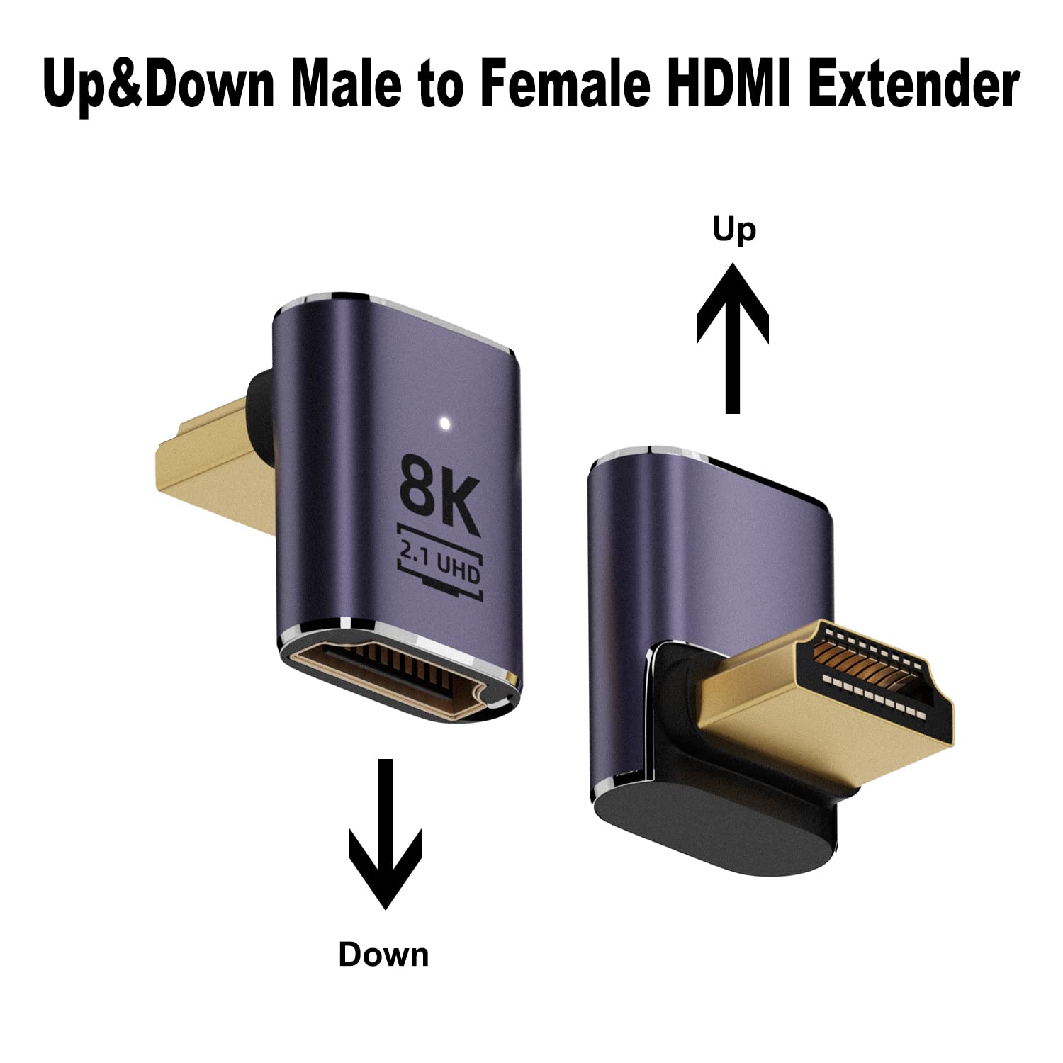 AreMe 8K HDMI 2.1 Adapter (6 Pack), Up&Down, Left&Right 90 Degree and 270 Degree Male to Female HDMI Extender, Female to Female and Male to Male HDMI Coupler Extension Connector Aluminum Alloy