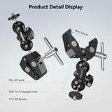 SMALLRIG Super Camera Clamp Mount, Double Ball Head Magic Arm Adapter, Fence/Desk/Tripod Mount for Monitor/Light/Camera, for Insta360, for Gopro 1138B