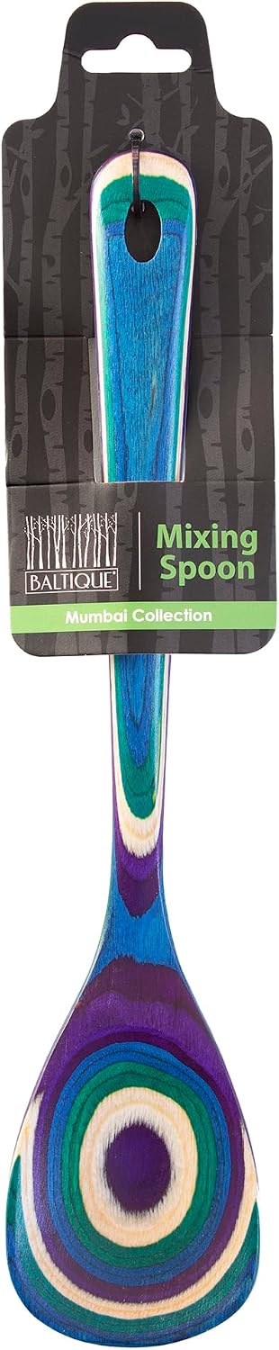 Totally Bamboo Baltique Mumbai Collection 12-1/2" Wooden Cooking Spoon, Safe for Nonstick