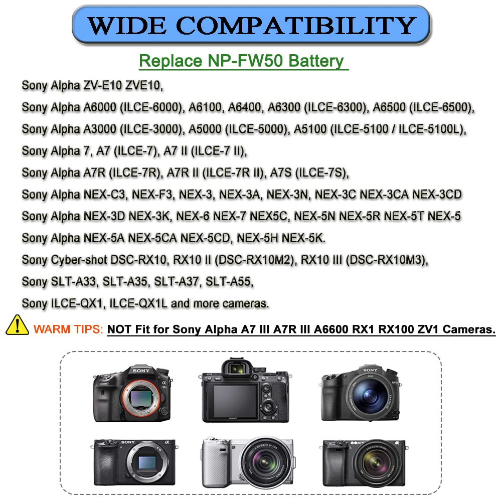 Gonine AC-PW20 ZV-E10 Continuous Power Supply NP-FW50 Dummy Battery ACPW20 AC Adapter Kit for Sony Alpha ZVE10 A6400 A6000 A5100 A6100 A6300 A6500 A7 A7II A7S A7SII RX10 II IV Cameras.