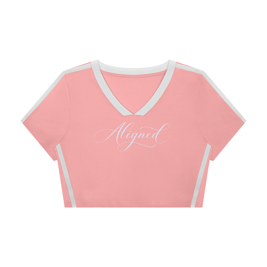 Aligned | Women’s Slim Fit Color Block V-neck Tee