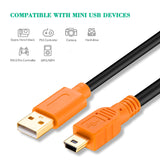 Tan QY Mini USB Cable 15Ft, Mini USB Cable USB 2.0 Type A to Mini B Cable Male Cord for GoPro Hero 3+, Hero HD, Cell Phones, MP3 Players, Digital Cameras etc (15Ft/5M, Orange)