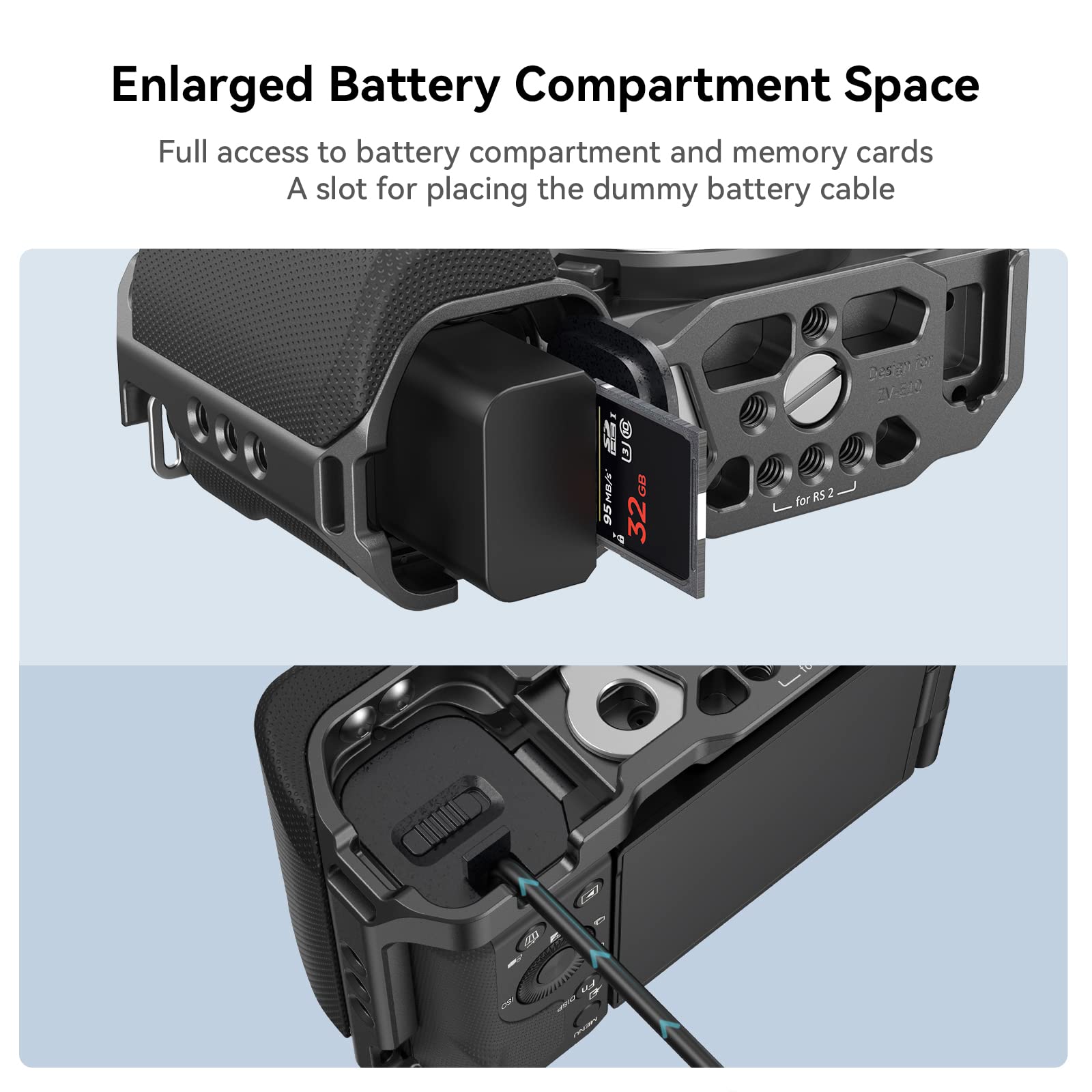 SMALLRIG ZV-E10 Cage with Silicone Handle and Built-in Threaded Holes, Cold Shoe and Quick Release Plate for Sony ZV-E10-3538