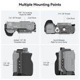 SMALLRIG ZV-E10 Cage with Silicone Handle and Built-in Threaded Holes, Cold Shoe and Quick Release Plate for Sony ZV-E10-3538