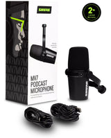 Shure MV7 USB Microphone for Podcasting, Recording, Live Streaming & Gaming, Built-in Headphone Output, All Metal USB/XLR Dynamic Mic, Voice-Isolating Technology, TeamSpeak & Zoom Certified – Black