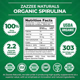 Zazzee USDA Certified Organic Spirulina Powder, 2.2 Pounds (1 KG), 303 Servings, 100% Pure, Non-Irradiated, Mess-Free Wide Mouth Container, Fresh Smell and Neutral Taste, Vegan, Non-GMO, Gluten-Free