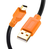 Tan QY Mini USB Cable 15Ft, Mini USB Cable USB 2.0 Type A to Mini B Cable Male Cord for GoPro Hero 3+, Hero HD, Cell Phones, MP3 Players, Digital Cameras etc (15Ft/5M, Orange)