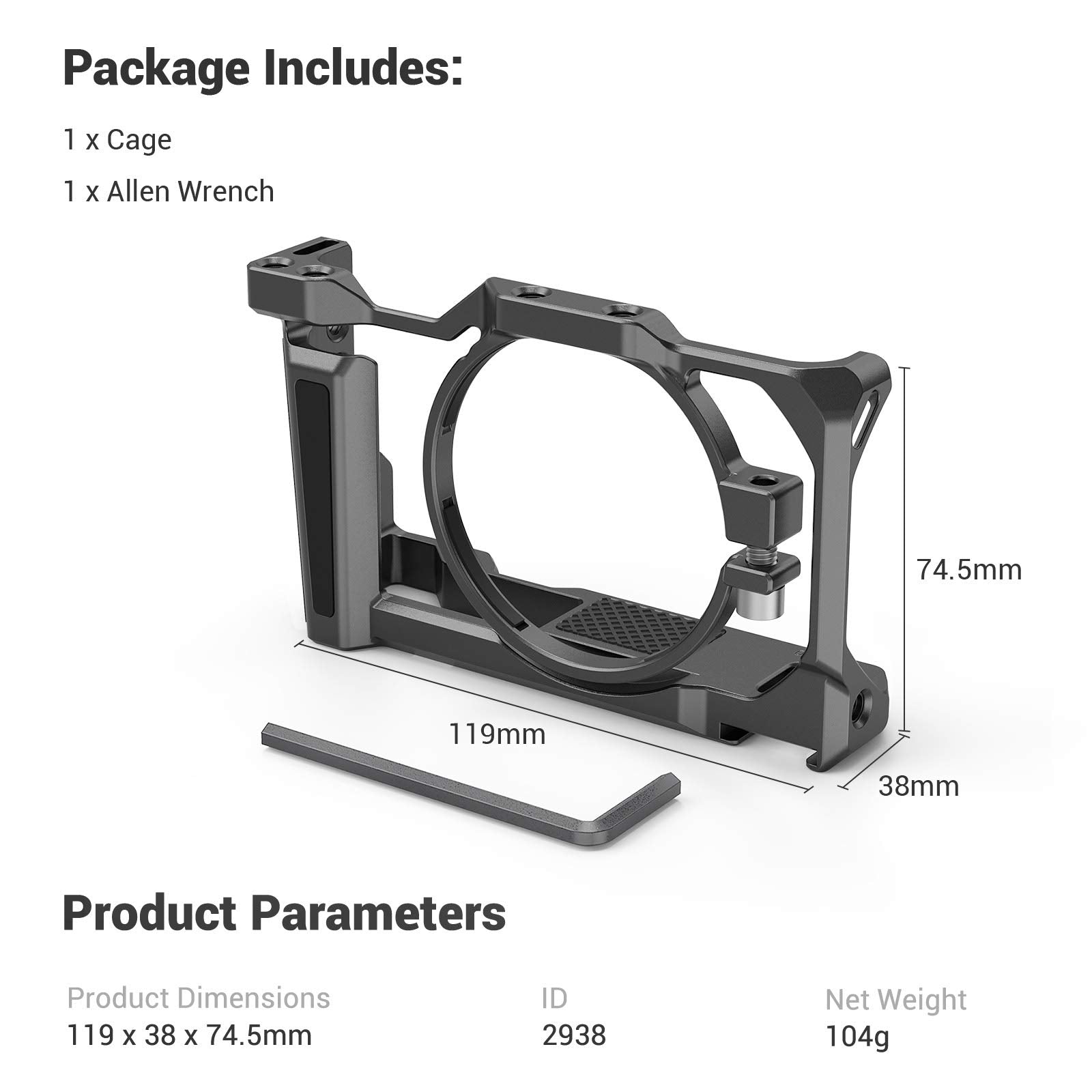 SmallRig Camera Cage for Sony ZV-1 II/ZV-1F / ZV-1 Camera, with Silicone Gel Grip, Cold Shoe Mount - 2938