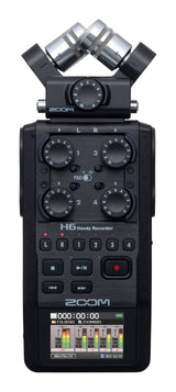 Zoom H6 All Black 6-Track Portable Recorder, Stereo Microphones, 4 XLR/TRS Inputs, Records to SD Card, USB Audio Interface, Battery Powered, Podcasting and Music