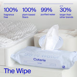 Coterie Baby Diapers + Wipes Baby Kit, Size 1 (198 Count) Size Newborn (93 Count) 4 Wipe Packs (224 Wipes) Made with Plant-Based Fibers, Hypoallergenic, Designed for Sensitive Skin, Clean Ingredients