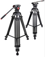 Heavy Duty Video Tripod System, BV12T 72 inch Professional Complete Tripod Units, Aluminum Twin Tube Tripod and 360 Degree Fluid Head, Max Load 26.5 LB for DSLR Camera Camcorder