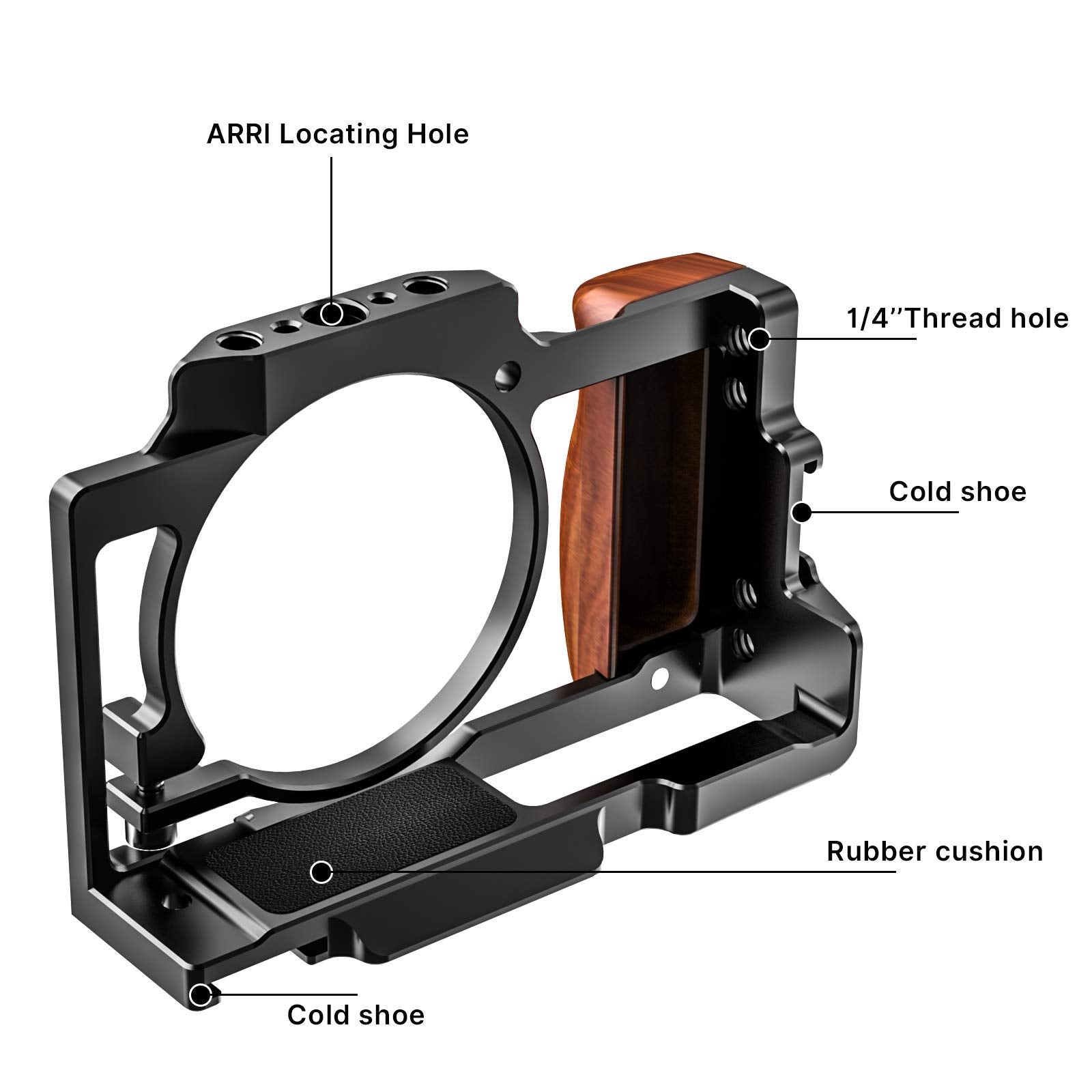 UURig ZV1 Camera Cage for Sony ZV-1 Camera Video Shooting Cage Rig Filming Accessories 3/8“ Arri Locating 1/4" Cold Shoe Extension for Microphone/Light w Wooden Handle Grip, Vlogger Content Creator