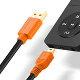 Tan QY Mini USB Cable 15Ft, Mini USB Cable USB 2.0 Type A to Mini B Cable Male Cord for GoPro Hero 3+, Hero HD, Cell Phones, MP3 Players, Digital Cameras etc (15Ft/5M, Orange)