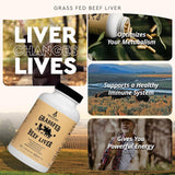 Ancestral Supplements Grass Fed Beef Liver 180 Capsules, Supports Energy Production, Detoxification, Digestion, Immunity and Full Body Wellness, Non-GMO, Freeze Dried Liver Health Supplement