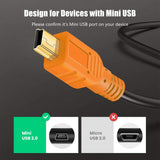 Tan QY Mini USB Cable 15Ft, Mini USB Cable USB 2.0 Type A to Mini B Cable Male Cord for GoPro Hero 3+, Hero HD, Cell Phones, MP3 Players, Digital Cameras etc (15Ft/5M, Orange)