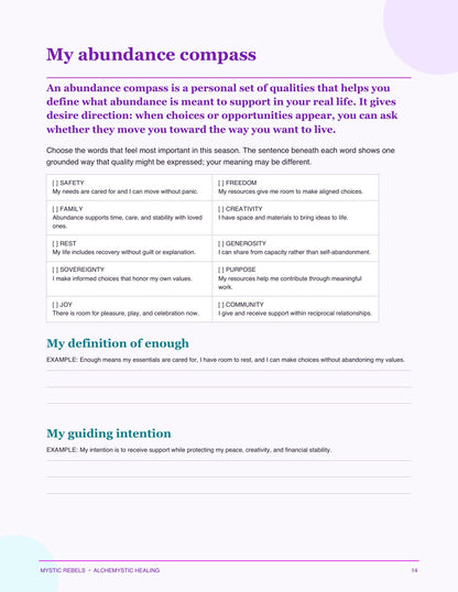 My abundance compass guided reflection page preview
