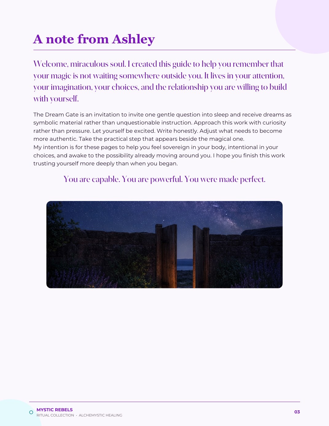 A welcome from Ashley inside The Dream Gate