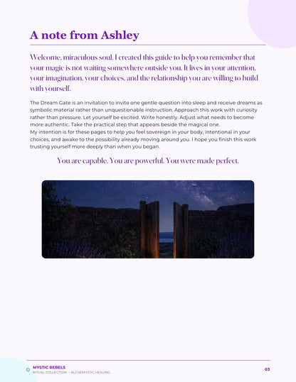 A welcome from Ashley inside The Dream Gate