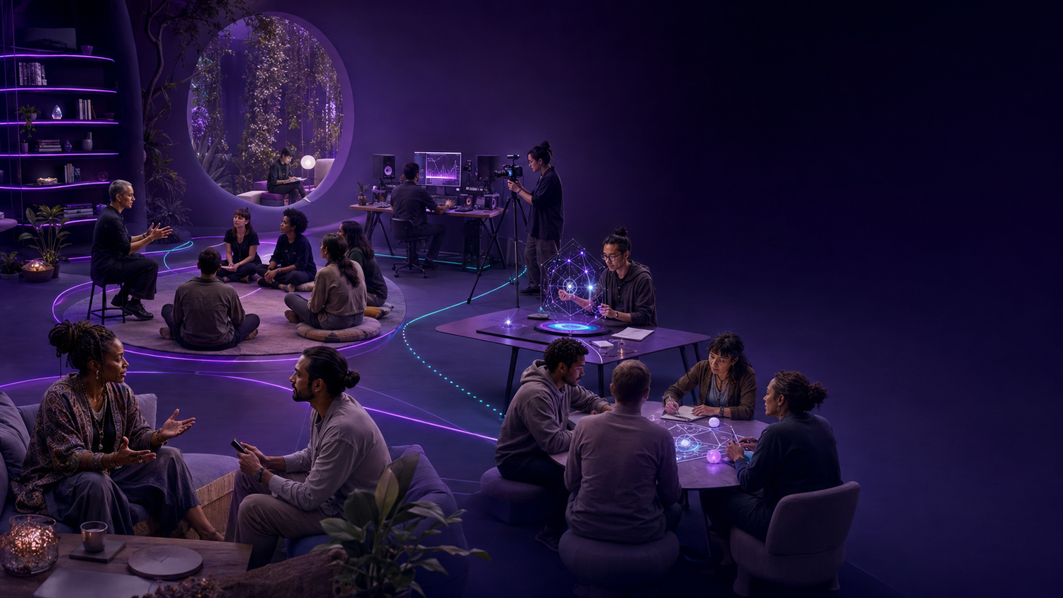 Practitioners, teachers, creators, and collaborators working through connected individual roles