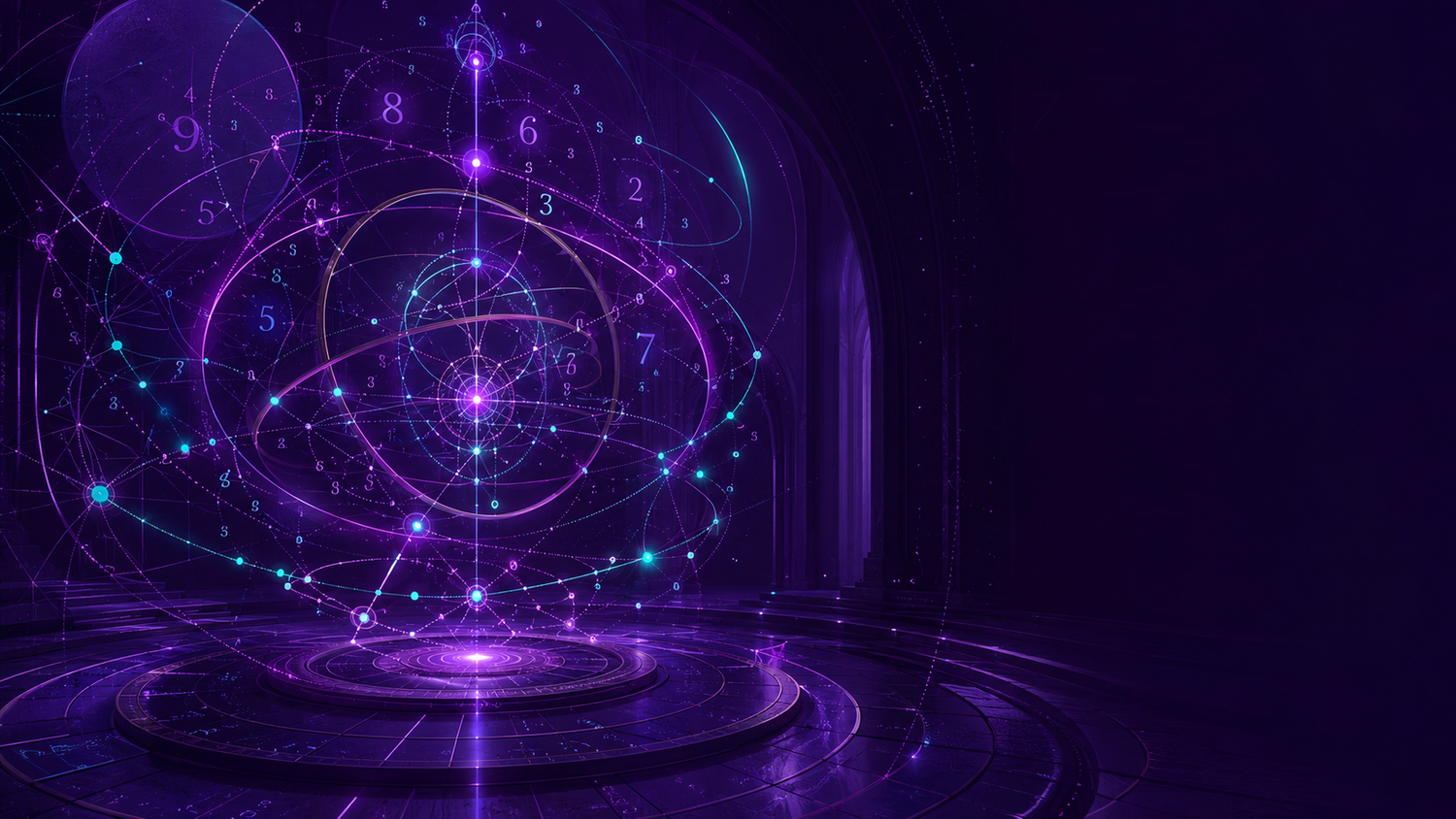 Luminous numerical cycles and geometric relationships within a violet system