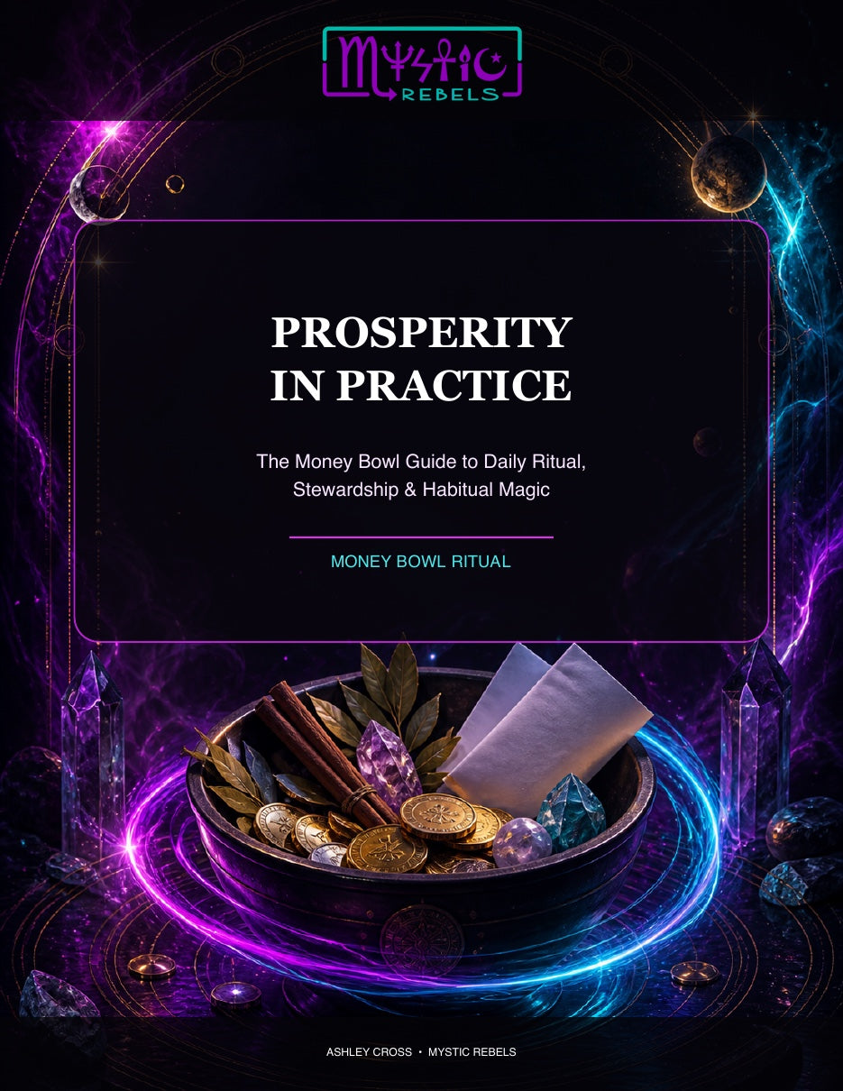 Prosperity in Practice money bowl daily ritual guide by Ashley Cross and Mystic Rebels