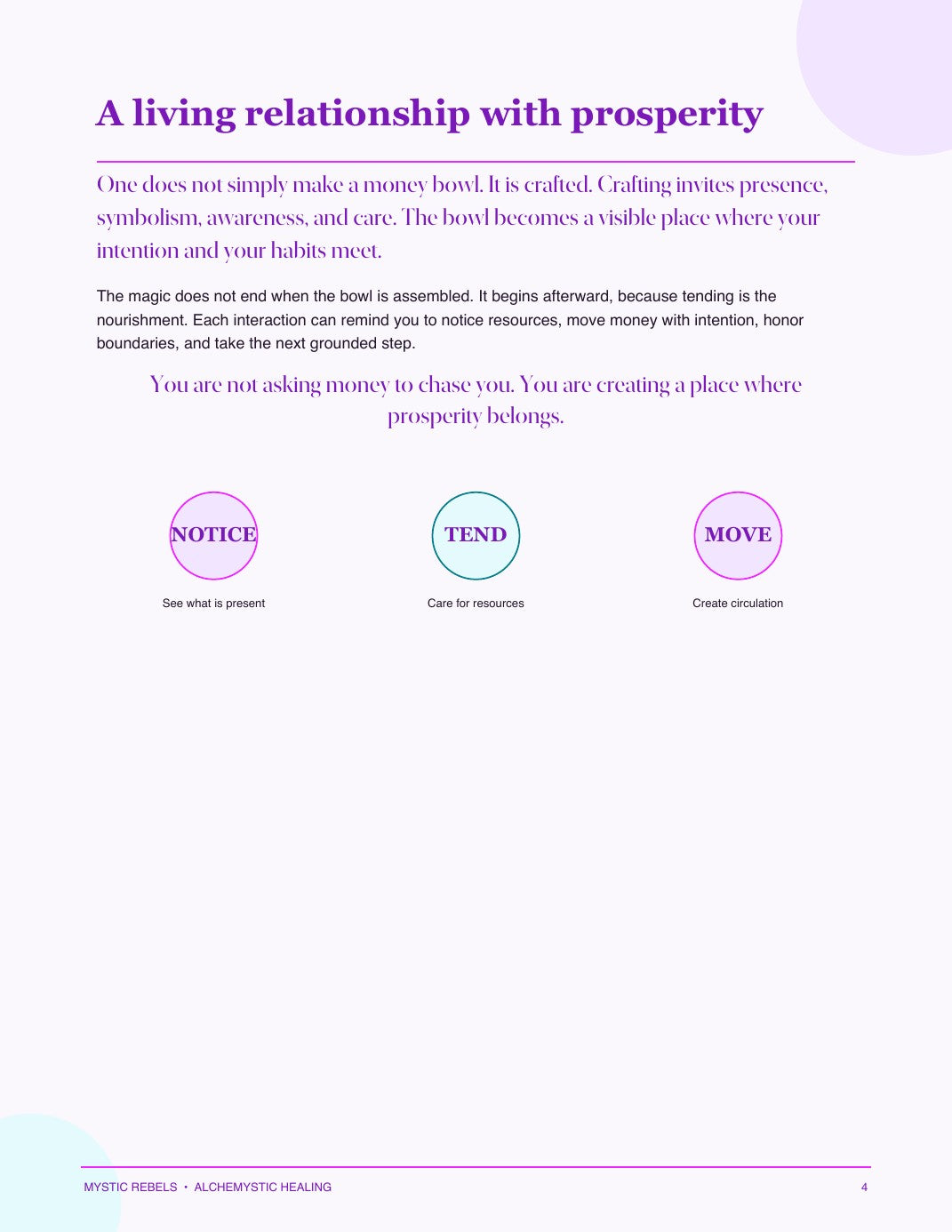 A living relationship with prosperity — teaching page preview
