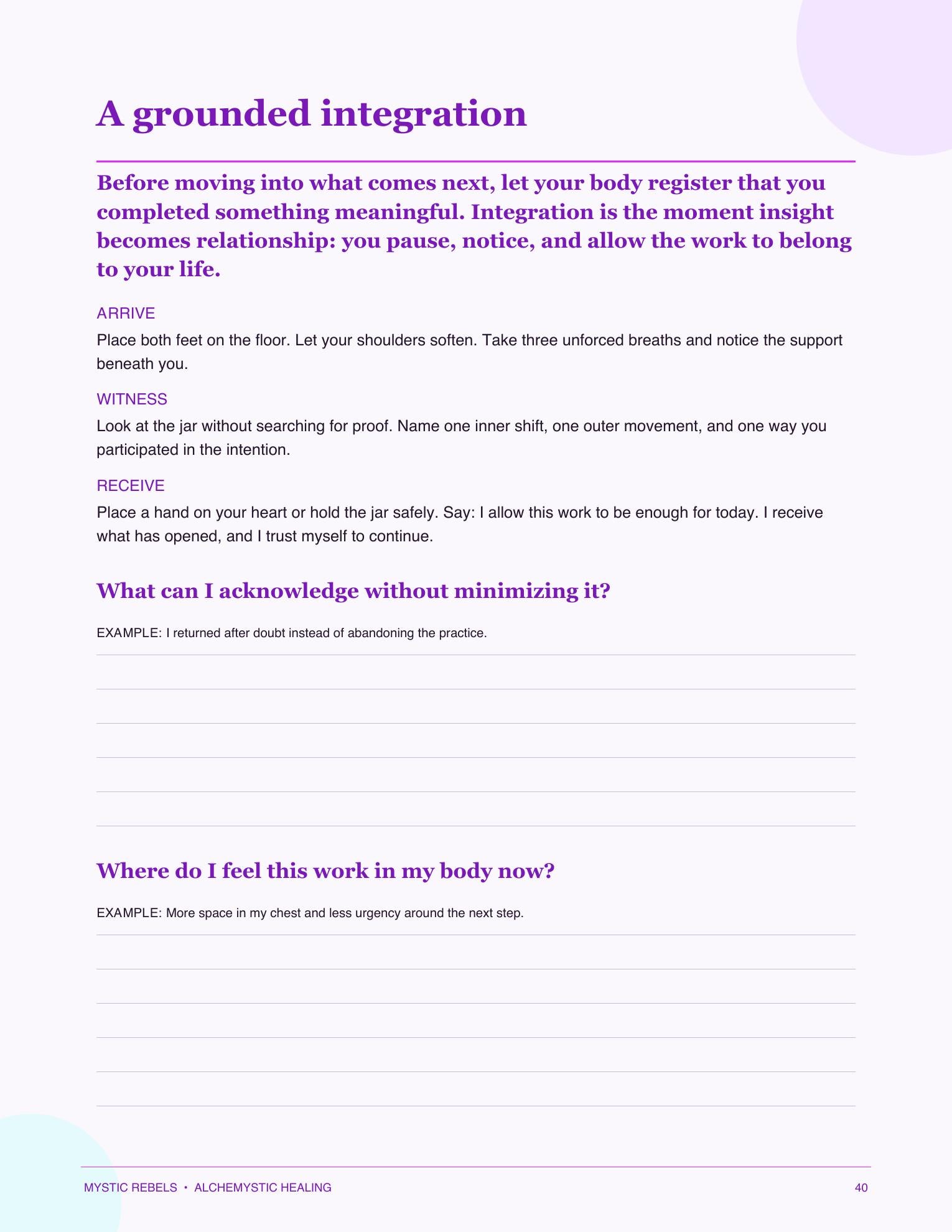 Grounded integration practice inside the Sweetened Worth guide