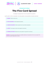 Alchemystic Tarot course preview showing the intermediate five-card spread
