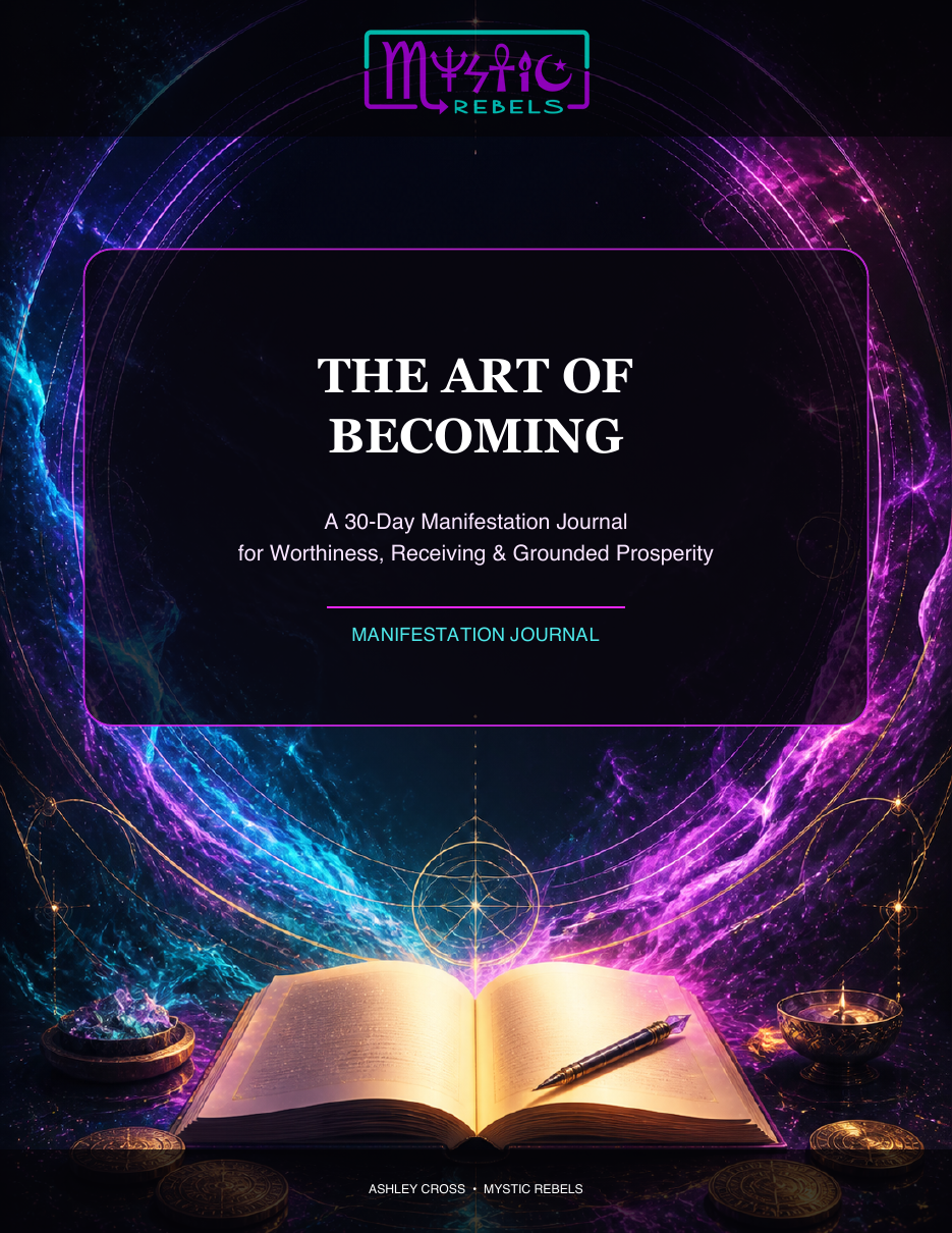 The Art of Becoming 30-Day Manifestation Journal cover by Mystic Rebels